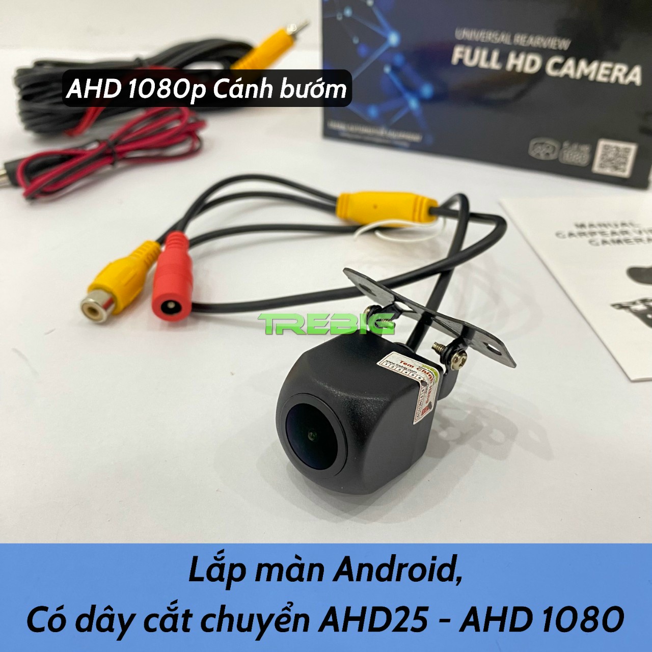 Camera lùi cánh bướm mạ bạc inox, và võ nhưa đen ahd 1080, Chip Sony cho màn hình android