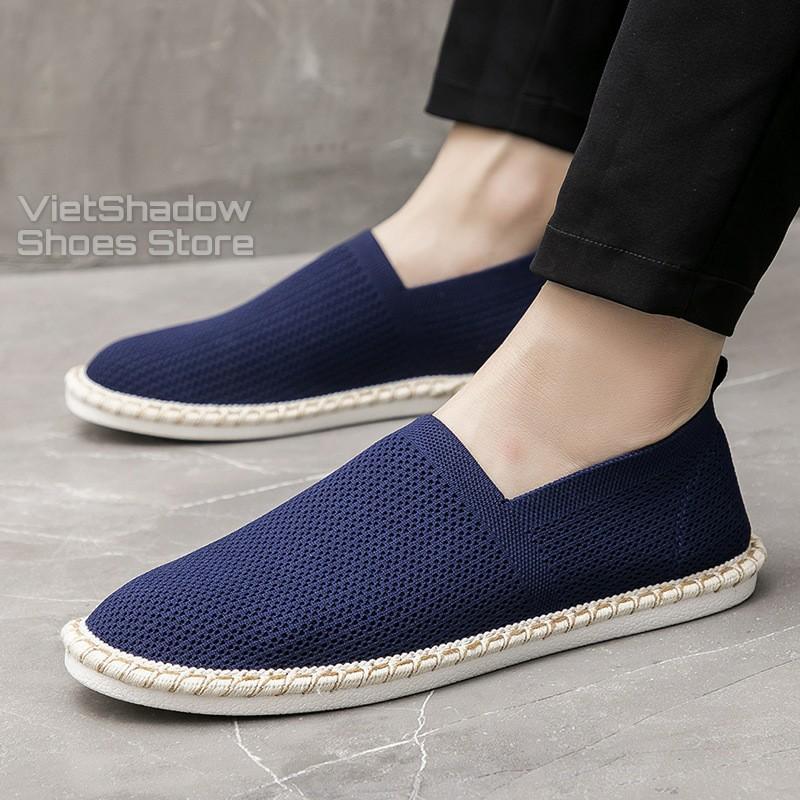 Slip on nam - Giày lười vải nam - Vải dệt kim 3D, 4 màu (đen), (xám), (xanh) và (trắng) - Mã 2931