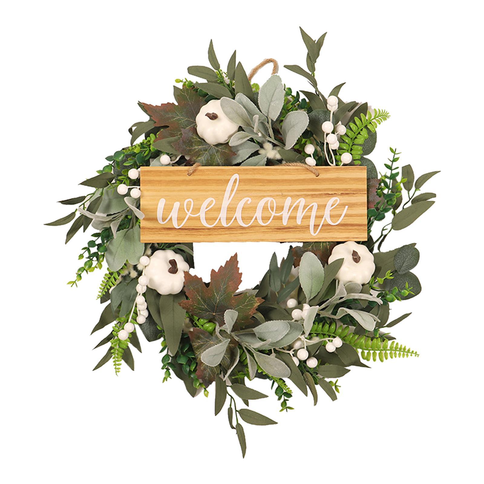 Artificial Wreath Decorative Large Green Wreath for Front Door Patio Window