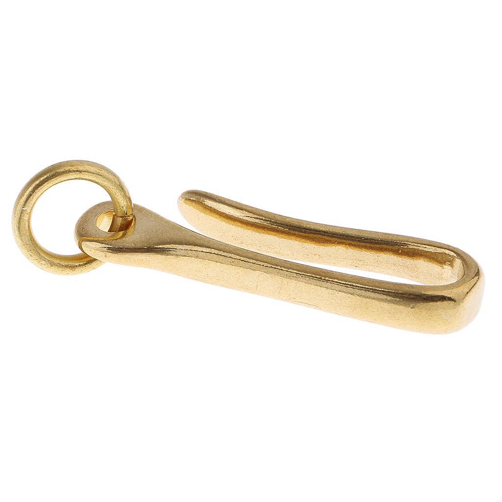 2x Vintage Solid Brass Belt Fish Hook U Loop Keychain Key Accessories