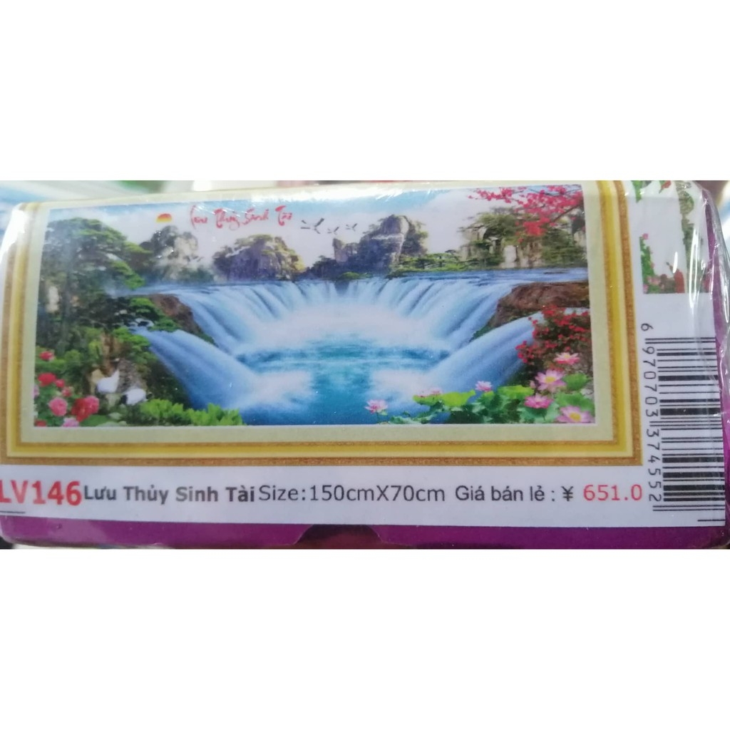 Tranh đính đá Lưu thủy sinh tài 150x70cm - chưa đính