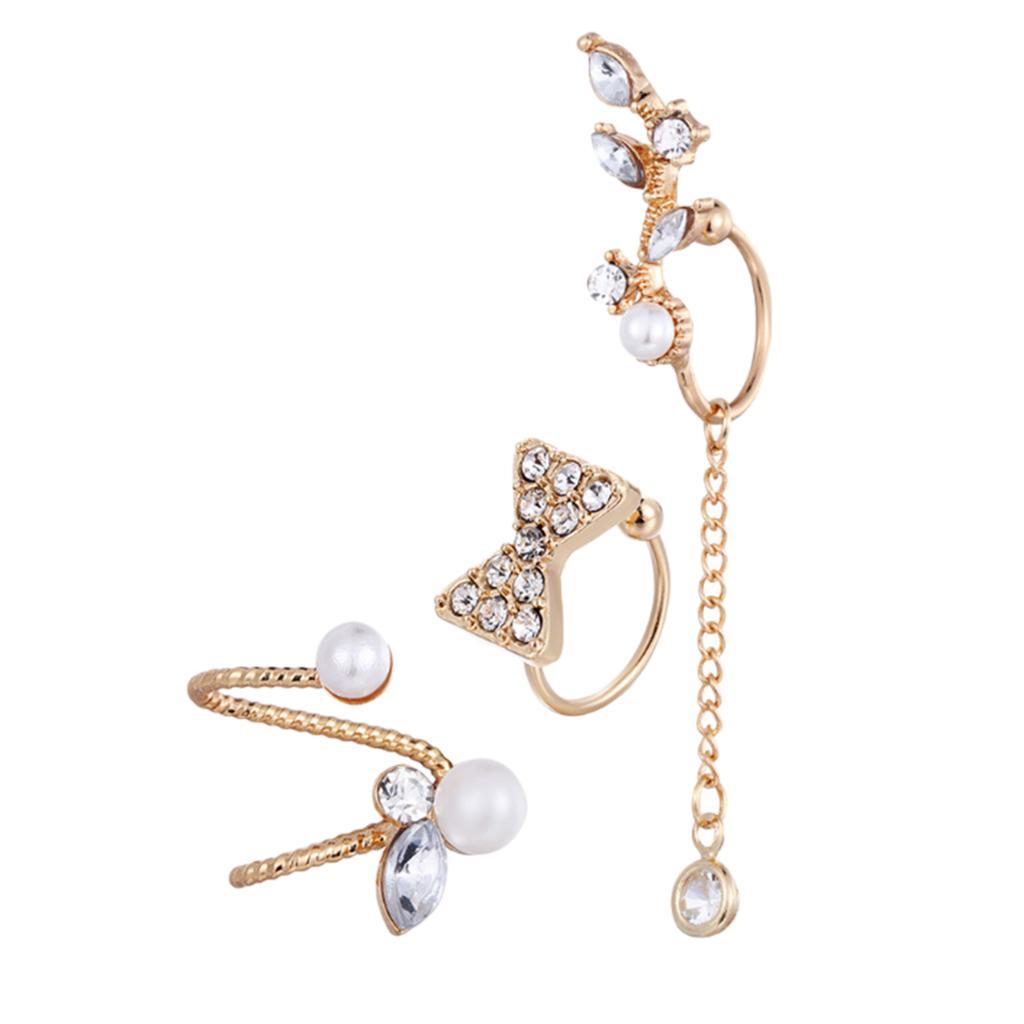 3 Pcs Rhinestone Stud Earrings, Alloy Earrings, Dangle Earrings, Jewelry