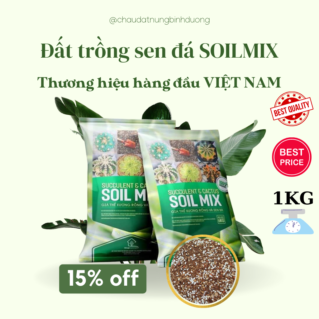 Đất trồng sen đá xương rồng Soilmix - 1KG