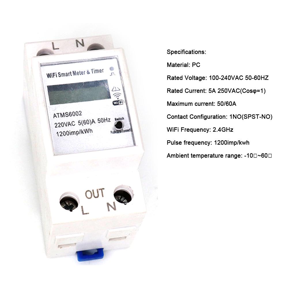 Tuya WiFi Intelligent Electric Meter Intelligent Energy Meter Timer Home Electric Meter Mobilephone APP Remotes Control No Need Manual Meter Reading Intelligent Home Electric Meter