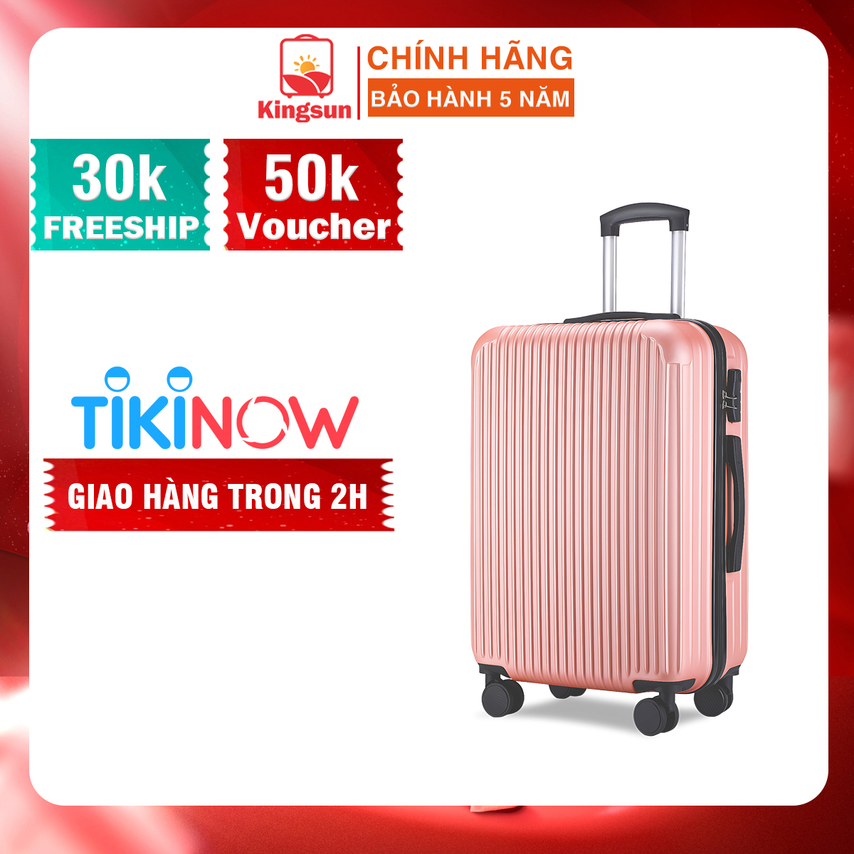 Vali du lịch kéo cao cấp Size 24inch- Chất lượng cao KS-155 - Vàng hồng