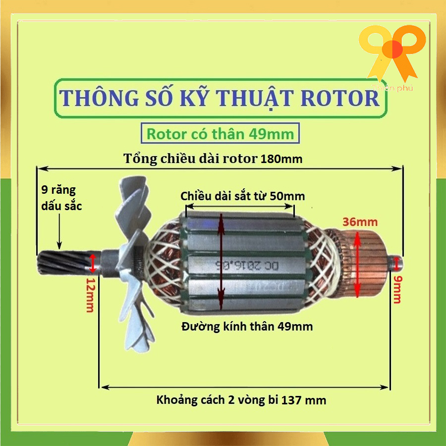 Rotor máy cưa gỗ cho MAKITA 5900 5900B N5900B - Có 2 loại thân 49mm và thân 54mm