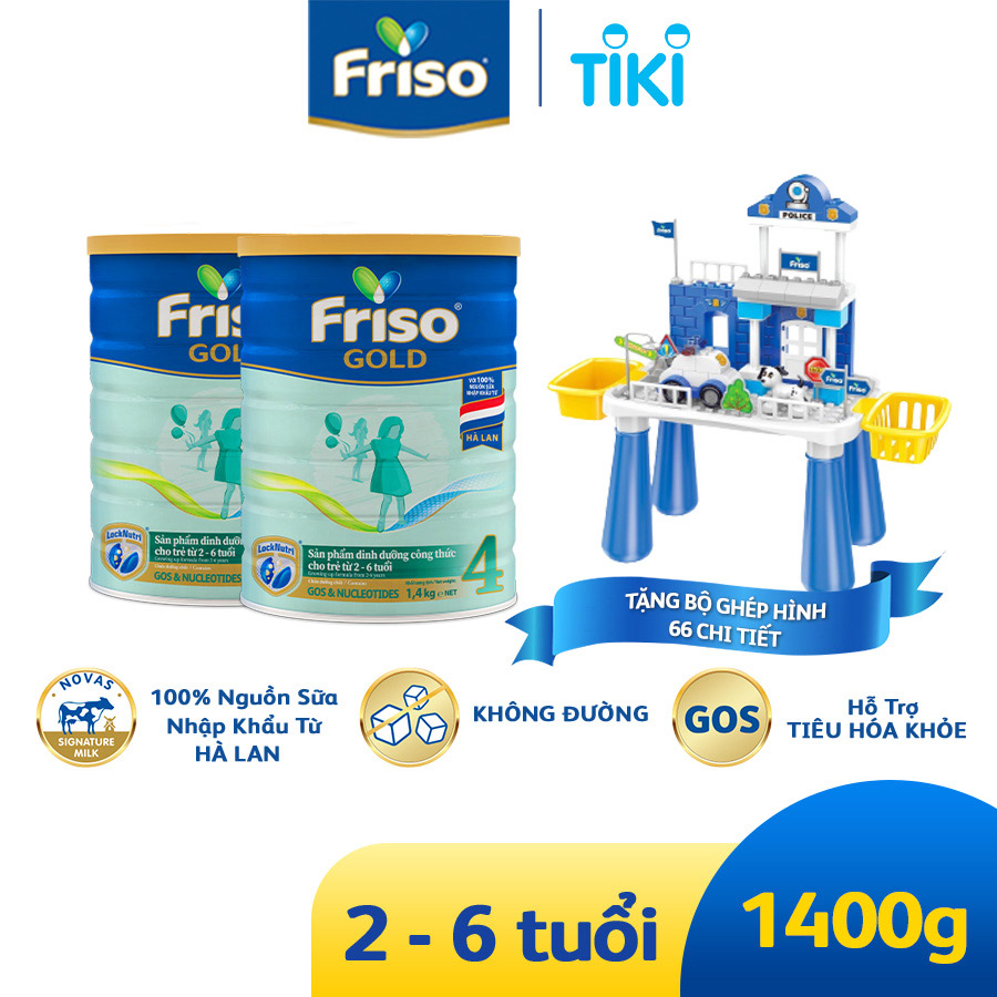 Combo 2 lon sữa Friso Gold 4 (1400g/lon) - Tặng 1 bộ ghép hình 66 chi tiết