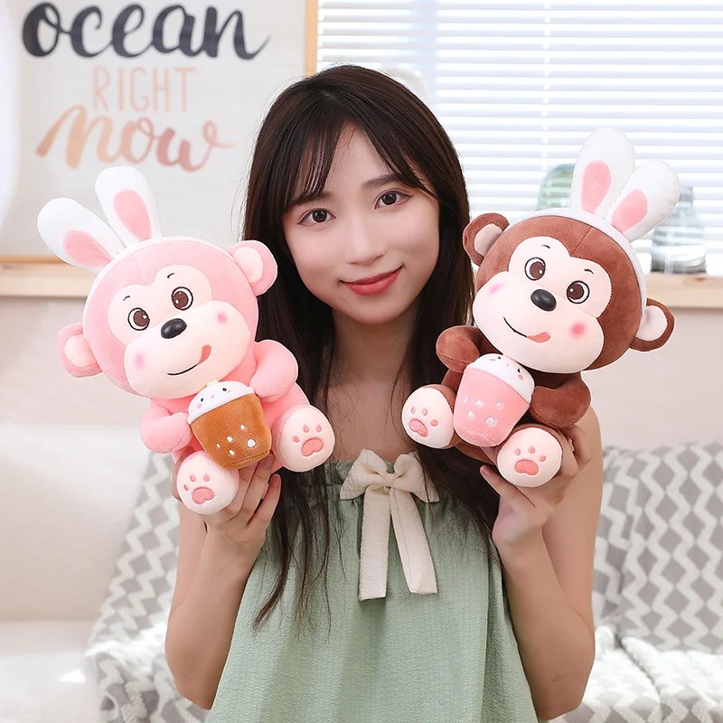 Thú nhồi bông khỉ ôm bình sữa dễ thương - Size từ 45cm đến 75cm - Quà tặng gấu bông khi ôm bình sữa đáng yêu