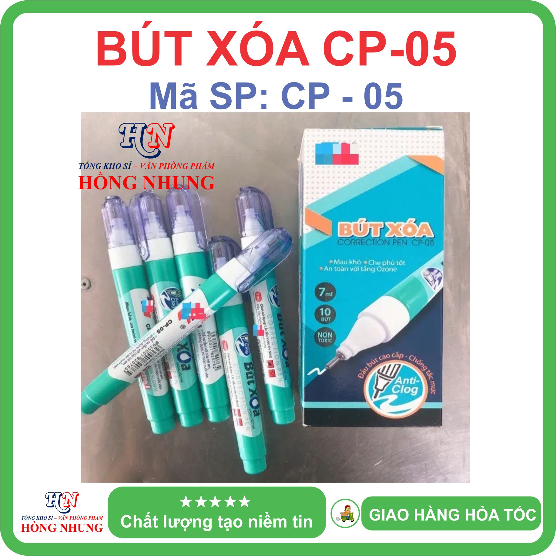 [SÉT] COMBO Hộp 10 Bút xóa nước CP-05, An Toàn, Không Độc Hại, Kiểu Dáng Nhỏ Gọn