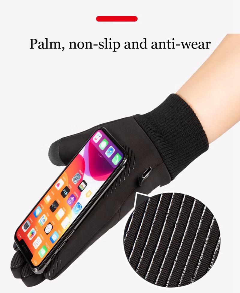 Unisex cảm ứng cảm ứng mùa đông nhiệt ấm đầy đủ găng tay ngón tay ngoài trời đi xe đạp găng tay lạnh không trượt găng tay màu tinh khiết Color: Blue