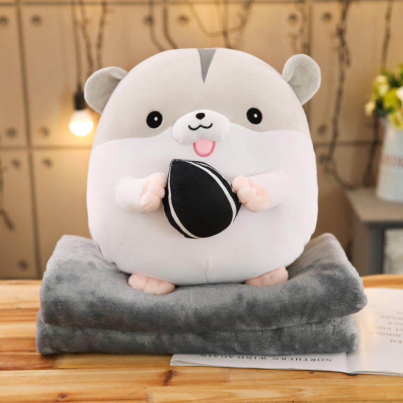 Gối Mền Ủ Tay 3 Trong 1 Hamster Tròn Bông Tuyết Mịn