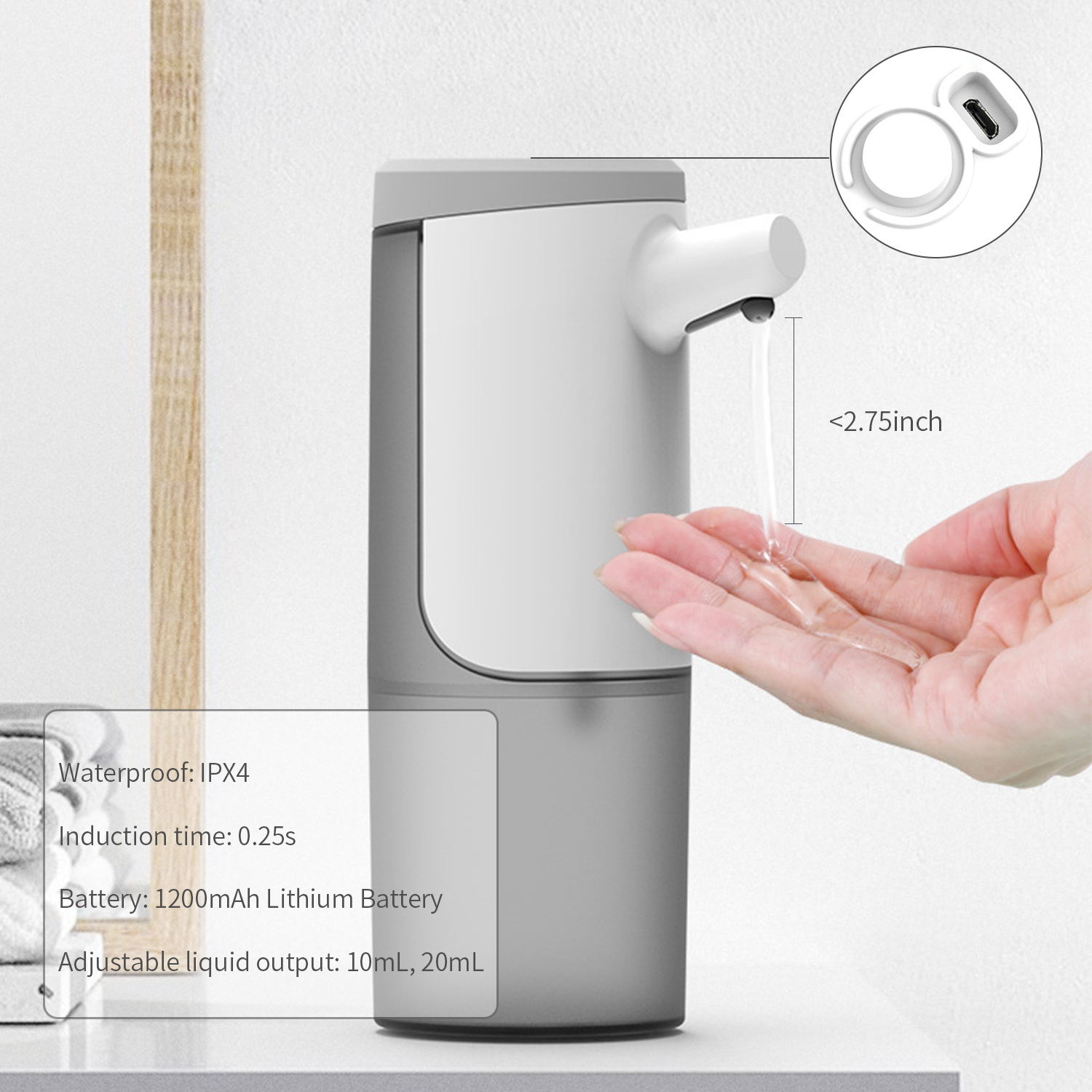 Máy đựng xà phòng tự động không cần dùng tay bằng tia hồng ngoại