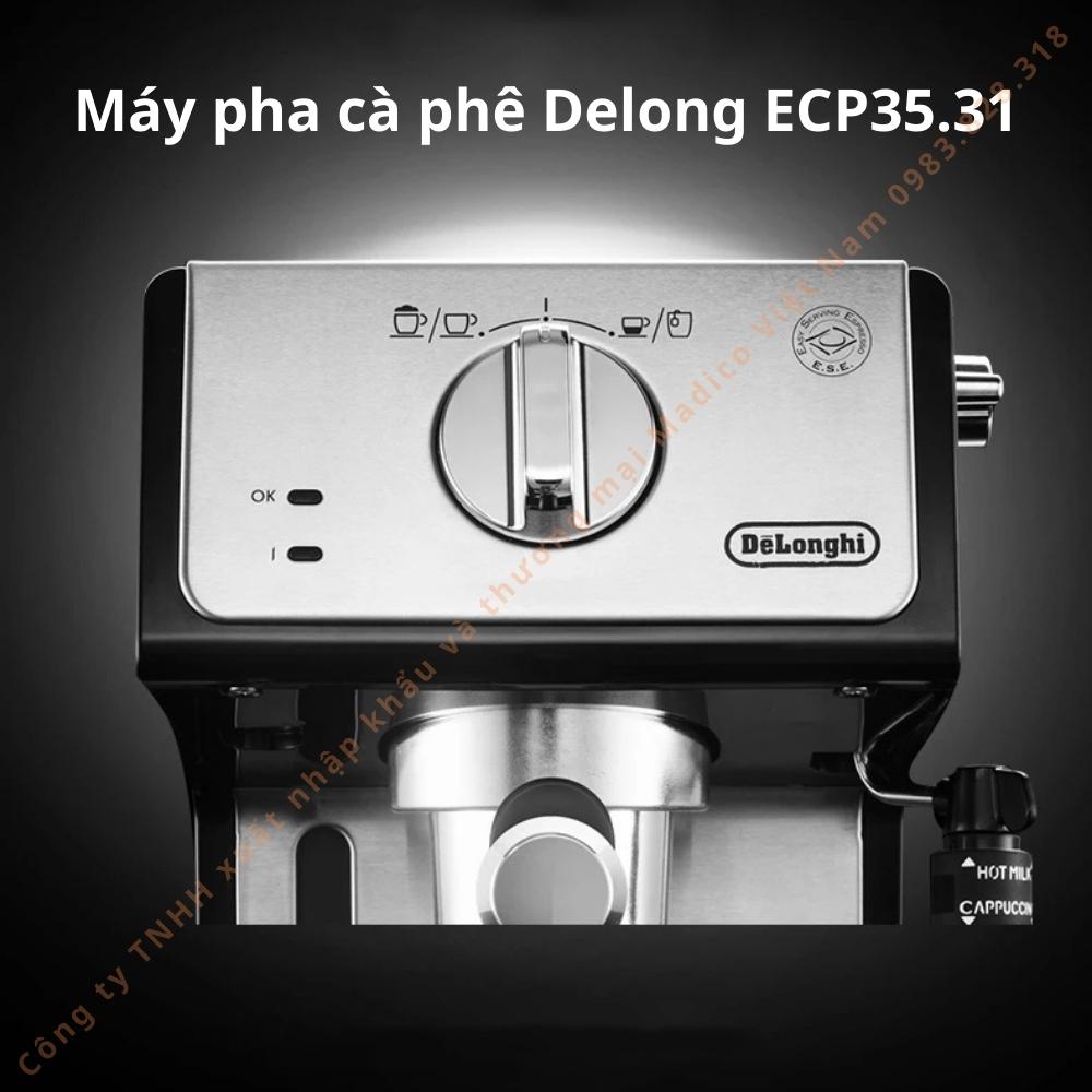 Máy pha cà phê Delonghi ECP35.31 Công suất 1100W dung tích 1.1L  pha Espresso, tạo bọt kem cho Cappuccino - Hàng nhập khẩu