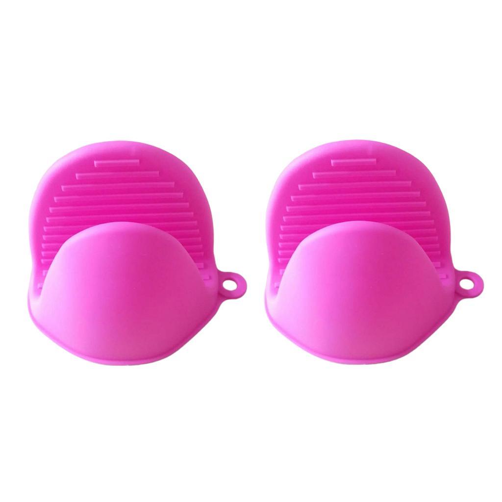 Kitchen Silicone Gloves Heat Resistant Potholders Oven BBQ Baking Hand Clips
