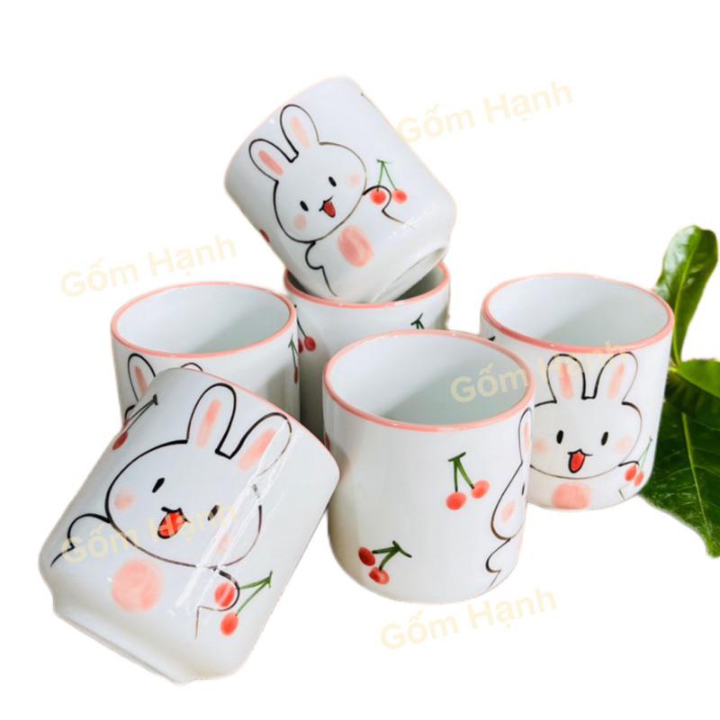 Cốc ly gốm sứ uống nước - Ly sứ kute uống cafe hoạ tiết đẹp dễ thương dung tích 200ml - Gốm Hạnh Bát tràng