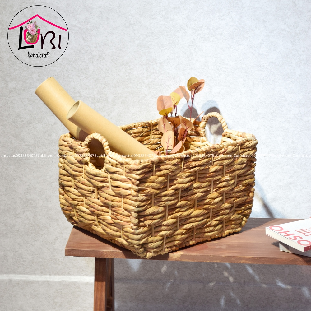 Lubihandicraft - Sọt đựng đồ đan lục bình hình chữ nhật bầu đáy - xinh xắn, bền chắc