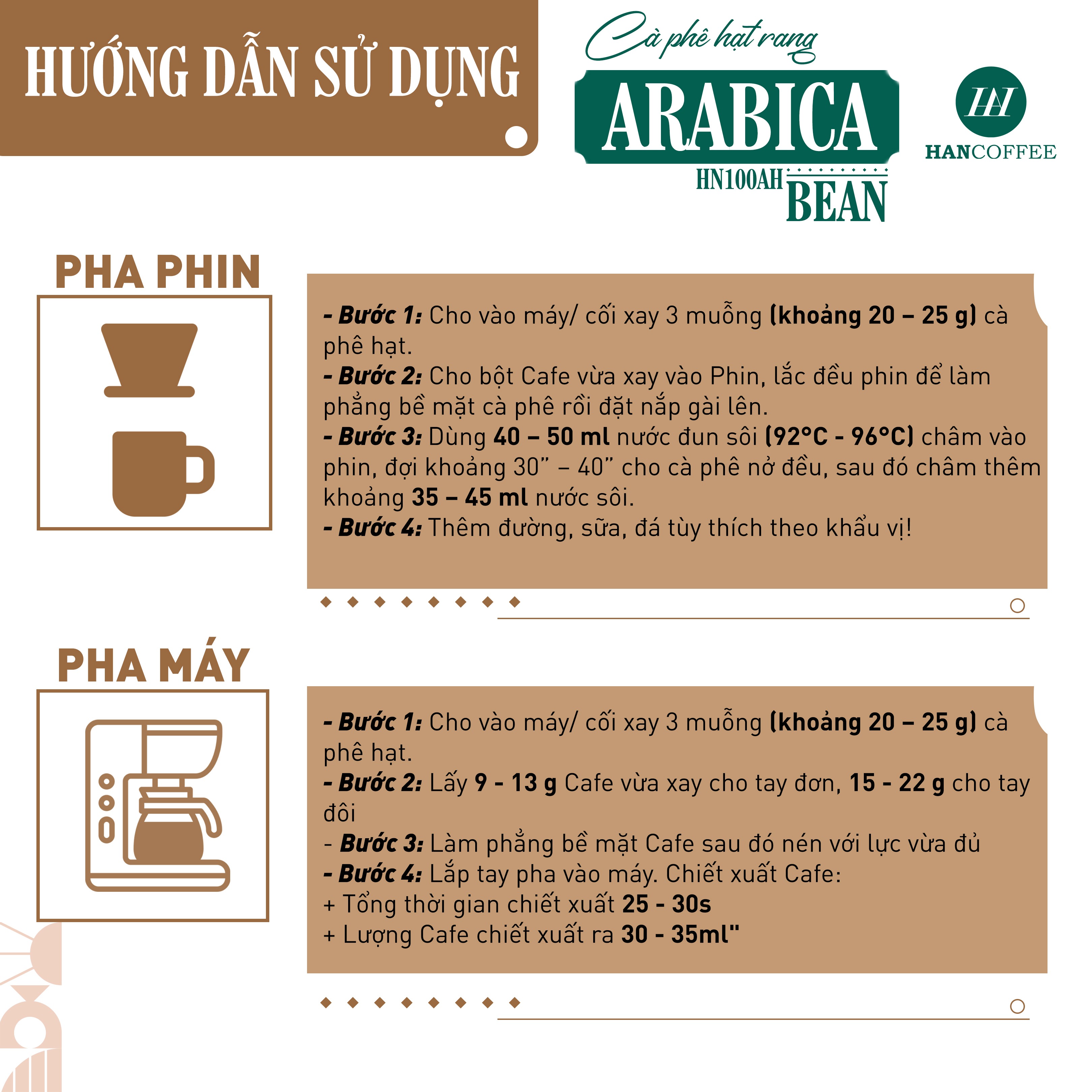 Cà Phê Arabica - Cafe Rang Mộc 100% HANCOFFEE Đắng Vừa, Chua Nhẹ, Ngọt Dịu, Dễ Uống Pha Phin, Pha Máy, Nguyên Hạt DẠNG HẠT 500g - HN100AH