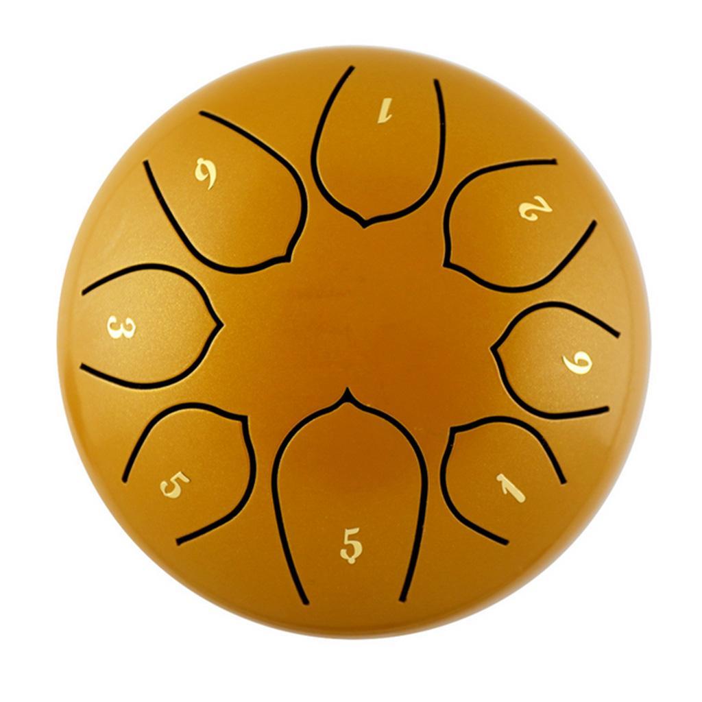 6 Inch Alloy Steel Tongue Drum C Key 8 Notes Hand Drum Gold