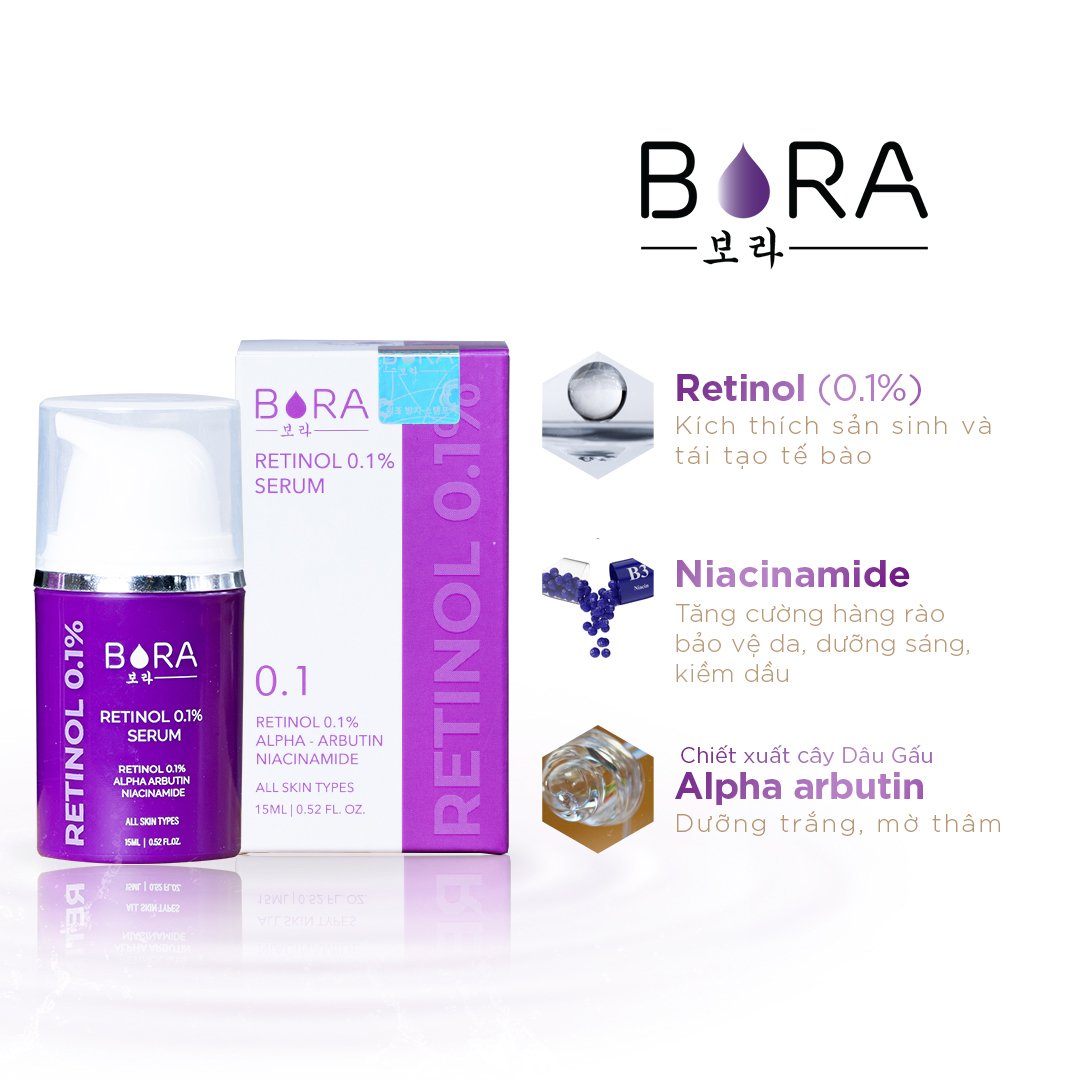 Tinh chất dưỡng trắng da mờ nám Retinol 0.1% serum chai 15ml. Retinol cao cấp với nguyên liệu nhập khẩu từ Châu Âu