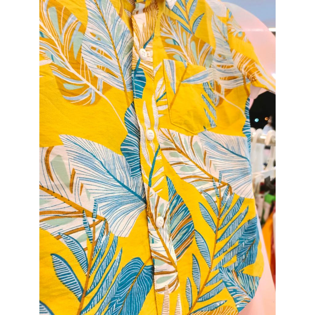 Áo sơ mi cho bé trai hoa lá phong cách hawai du lịch đẹp size 10-35kg chất vải mềm mát
