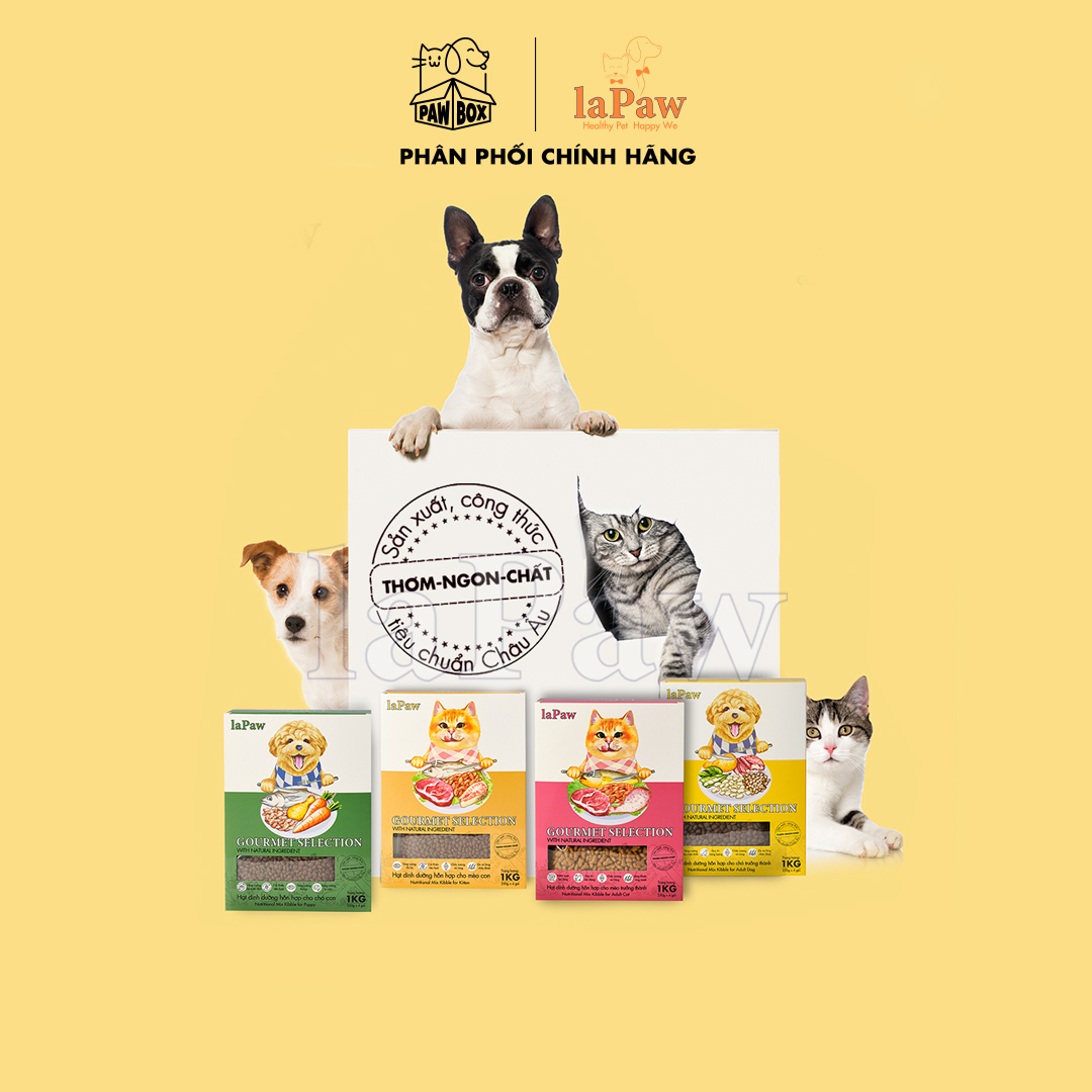Hạt cho mèo trưởng thành hỗn hợp dinh dưỡng chuẩn Âu laPaw Gourmet 1KG