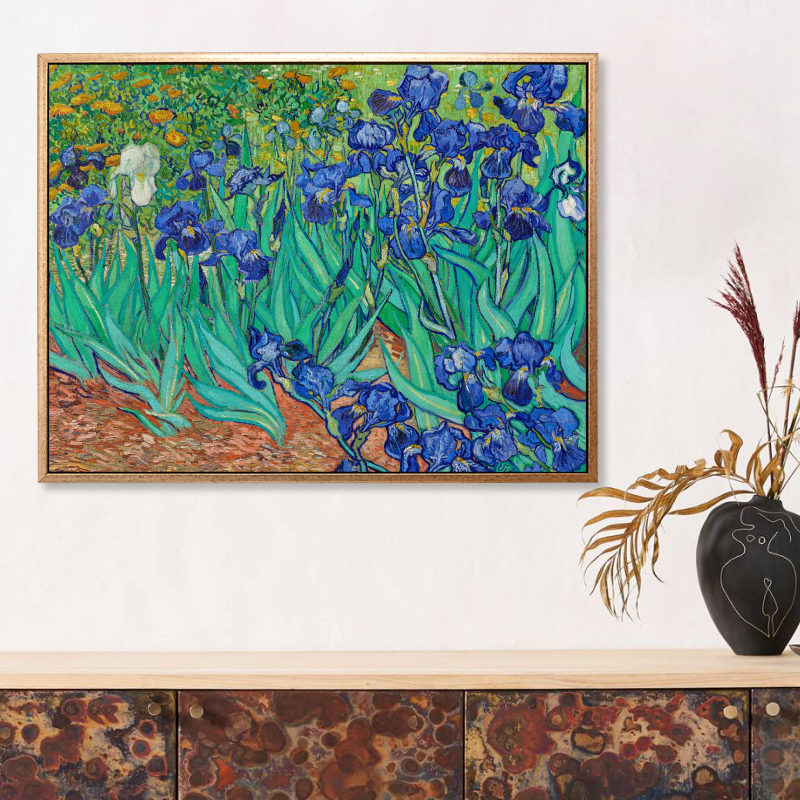 Tranh in canvas trang trí treo tường danh họa Vincent Van Gogh &quot;Irises 1889 &quot;60 x 80 cm