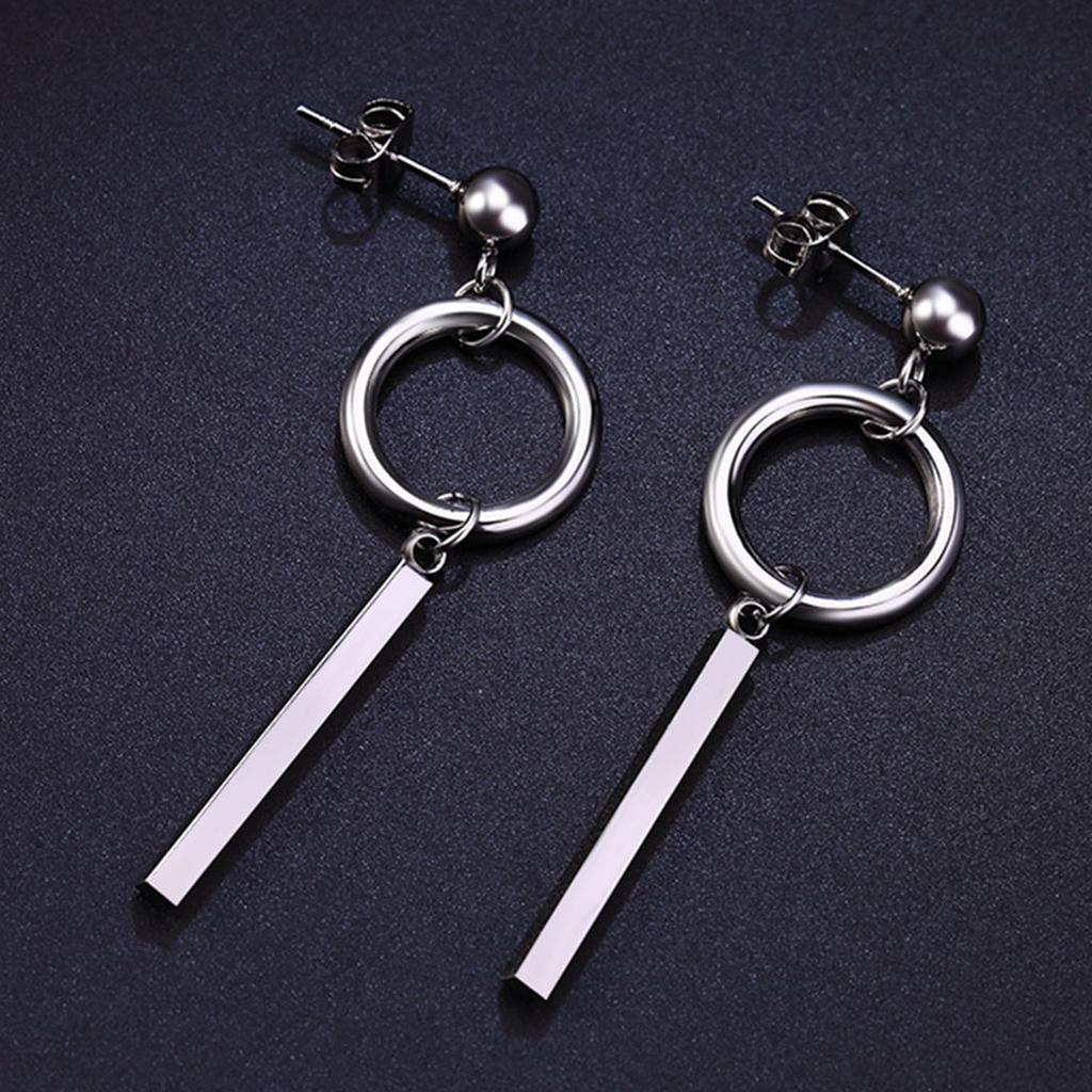 2-7pack Stainless Steel Silvertone Earrings Ear Studs Bar Ring Loop Dangle