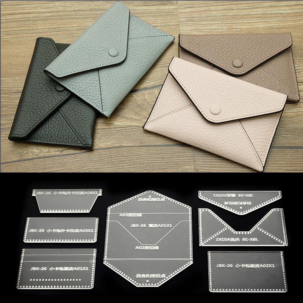 7 Chiếc Acrylic Stencil Bản Mẫu Da Thủ Công Để Thẻ Ví Ví Hoa Văn