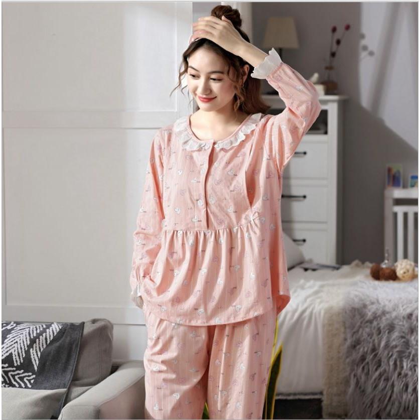 Bộ đồ bầu và sau sinh cho bé bú chất cotton BDT12