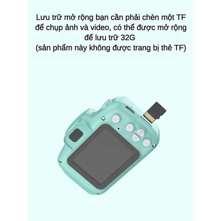 Máy Ảnh Mini Kỹ Thuật Số  Hoạt Hình Phù Hợp Với Trẻ Em Vui Chơi, Lưu Giữ Từng Khoảng Khắc-Tặng thẻ nhớ 16GB