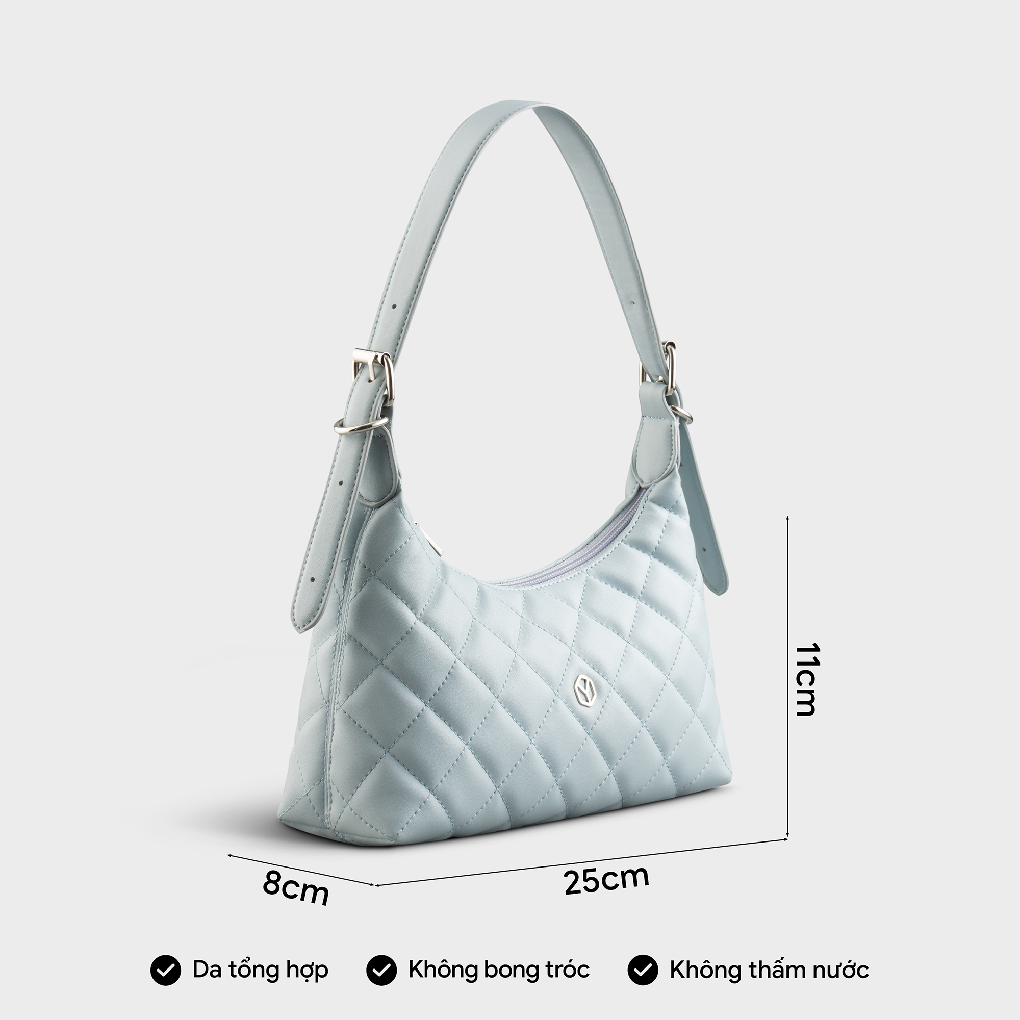 Túi Yuumy ( Thời trang nữ họa tiết dập chỉ chéo size 25 - Túi đeo vai da Seasand YN220 )