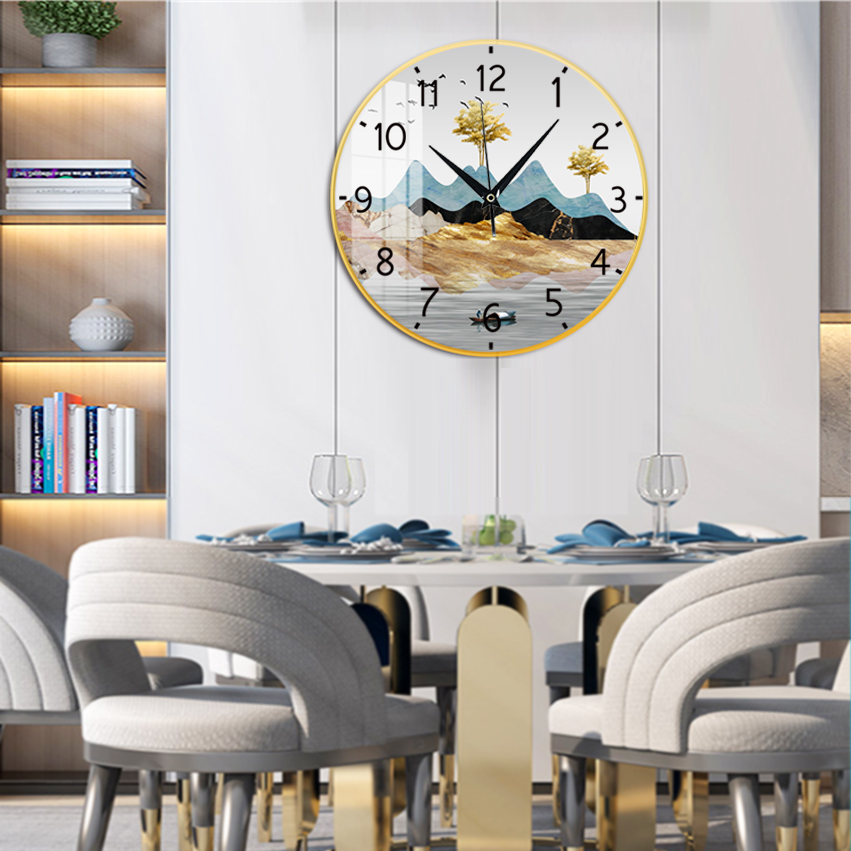 Đồng Hồ Pha Lê Tròn Họa Tiết Phong Cảnh Thiên Nhiên Nghệ Thuật - Đồng Hồ Decor Không Gian Hiện Đại Giá Rẻ - Mẫu 6 - D30cm