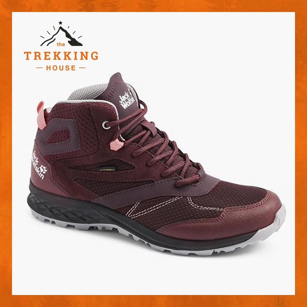 Giày leo núi trekking chống thấm nước Jack Wolfskin nữ, Giày phượt dã ngoại cổ lửng