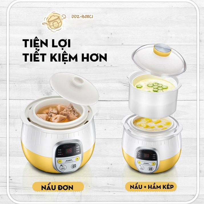 Nồi Ninh Hầm, Nấu Cháo Cho Bé Dung Tích 800ML - Hàng Chính Hãng