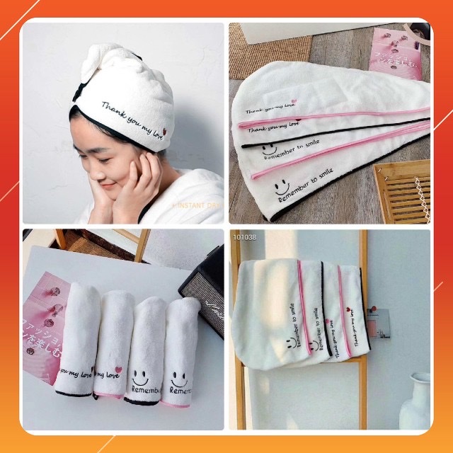 Khăn quấn khô tóc ,mẫu mới . vải cotton mềm ,siêu thấm hút ,quấn ủ tóc quấn tóc khô siêu nhanh