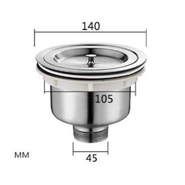 Bộ Lọc Bầu xả chậu rửa chén Inox 304 Phi 140