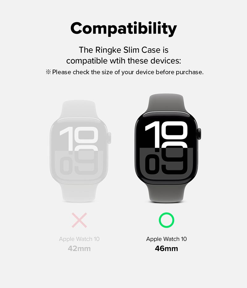 Bộ 2 ốp cho Apple Watch 10 RINGKE Slim 46mm / 42mm - Hàng Chính Hãng - Clear &amp; Light Gray
