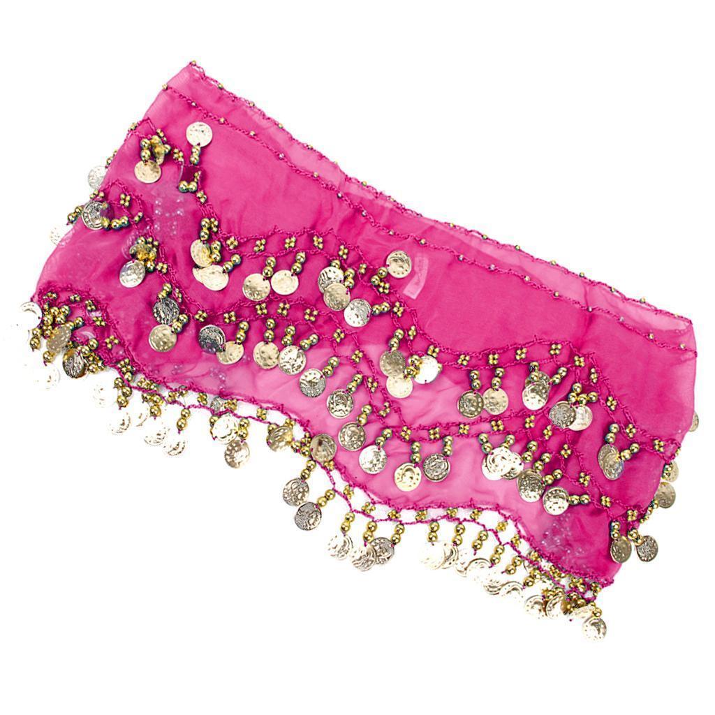 Women Dancer Dress Belly Dance Hip Scarf Belt Skirt Wrap Pink