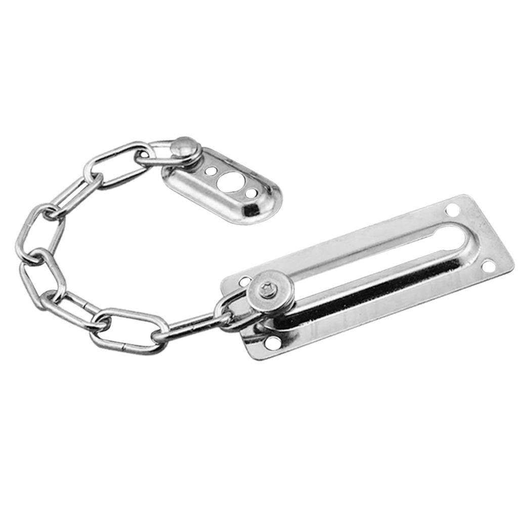 2x Stainless Steel Door Chain Guard Lock Slide Bolt for Home Security Silver