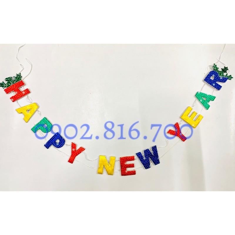 Dây chữ HAPPY NEW YEAR - CHÚC MỪNG NĂM MỚI bằng vải nhung đỏ treo hoặc dán cửa - dán tường trang trí tết