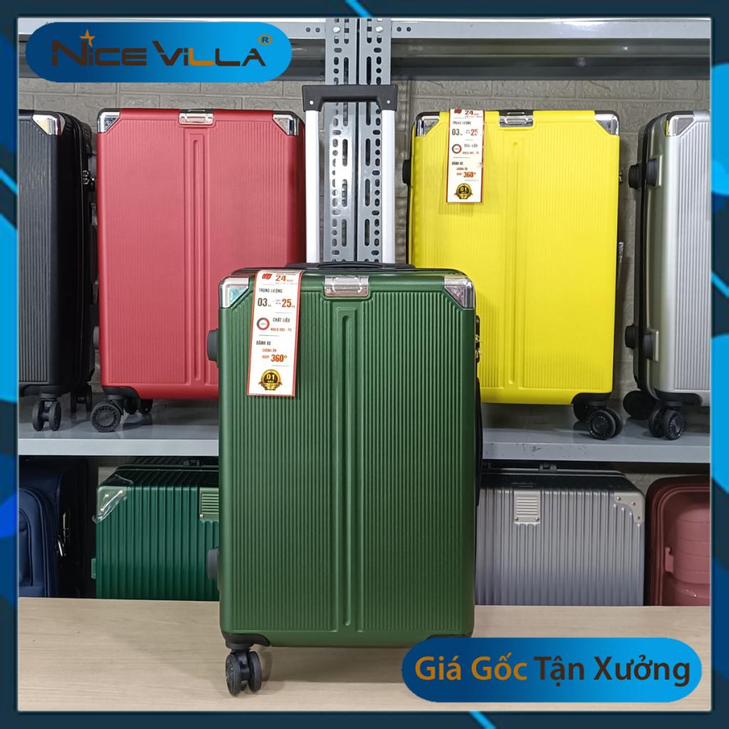 Vali Kéo Du Lịch Bọc Góc NiceVila - Vali nhựa Thời Trang 20/24 inch - Vàng (Bọc Góc)
