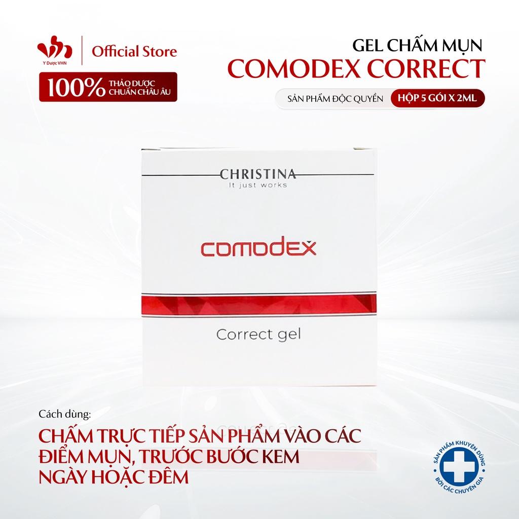 Gel Chấm Mụn Comodex Correct &amp; Prenvent Gel Sachets CHRISTINA Giúp Giảm Mụn Và Bã Nhờn 1 hộp 5 gói x 2ml