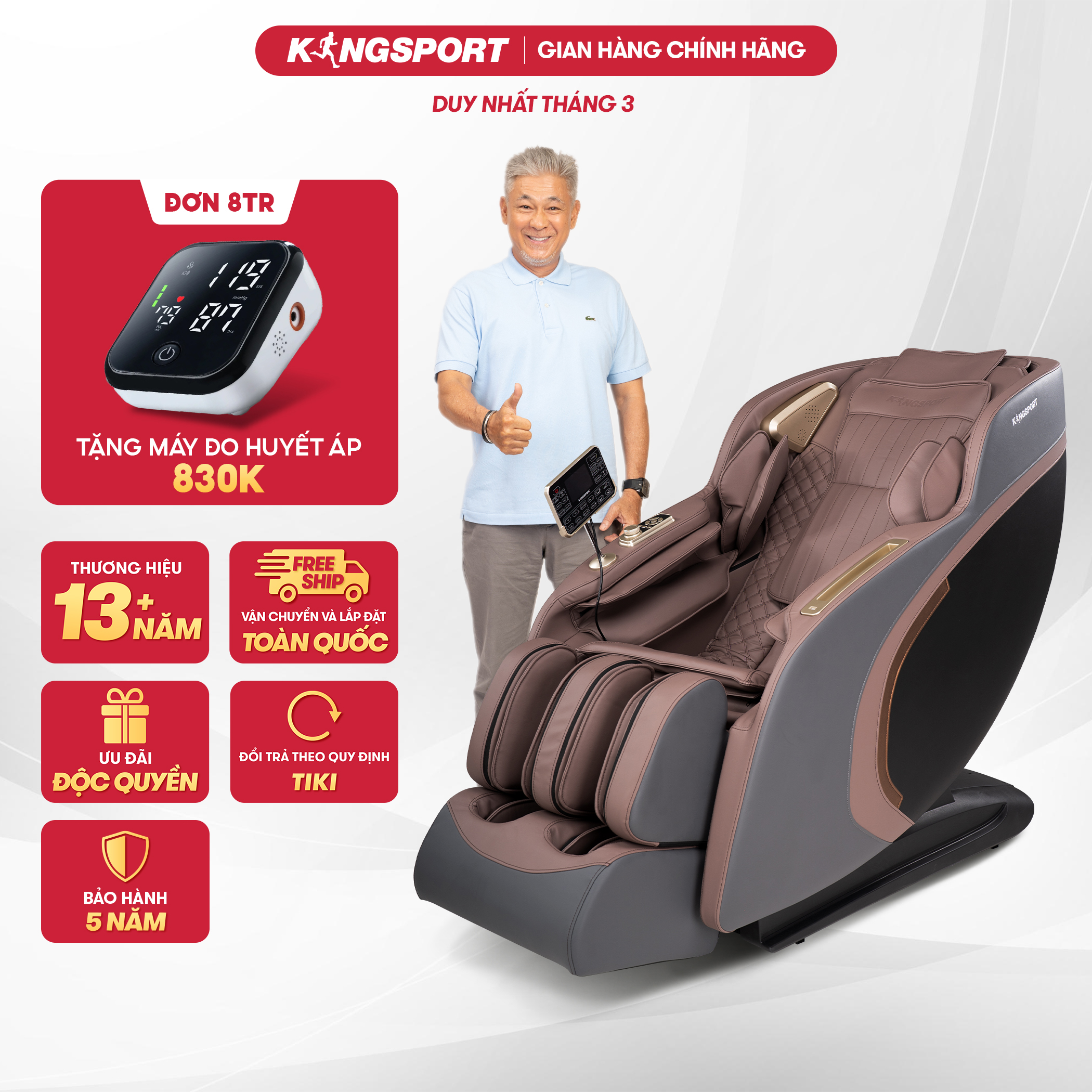 CHỈ GIAO MIỀN BẮC | Ghế massage KINGSPORT G89 New cao cấp con lăn 3D,chế độ quét cơ thể thông minh, công nghệ lọc khí Ion âm, túi khí xoay bắp chân