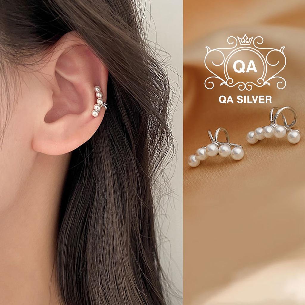 Khuyên tai bạc nữ kẹp vành ngọc trai giả S925 PEARL Silver Earrings QA SILVER EA220406