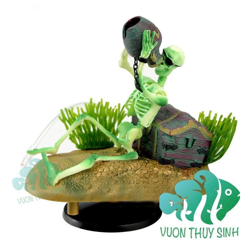 Mô hình bộ xương người uống rươuj trang trí bể cá