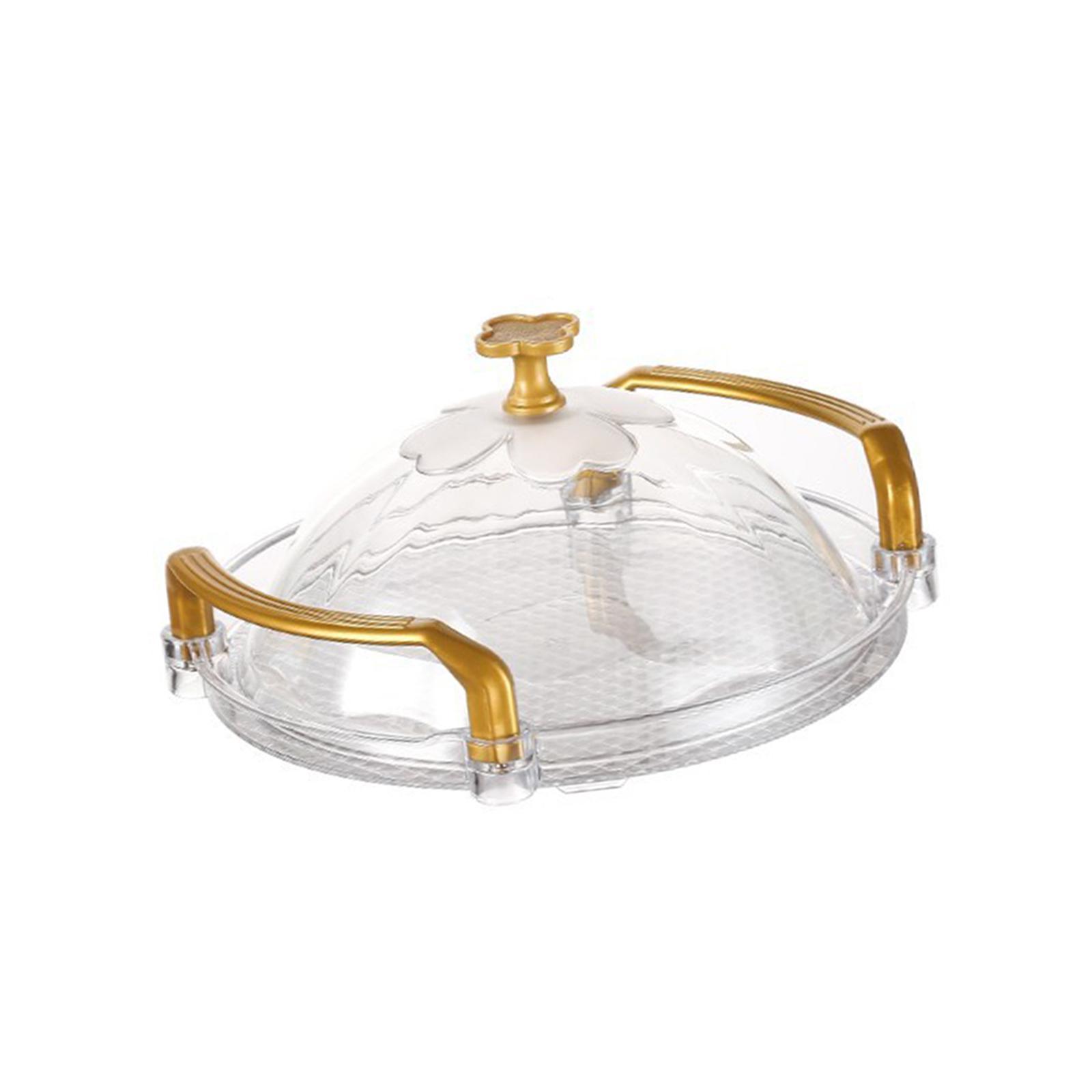 Cake Stand with Cover Round Serving Tray with Handle Dessert Snack Tray Countertop Organizer Transparent for Tea Breakfast