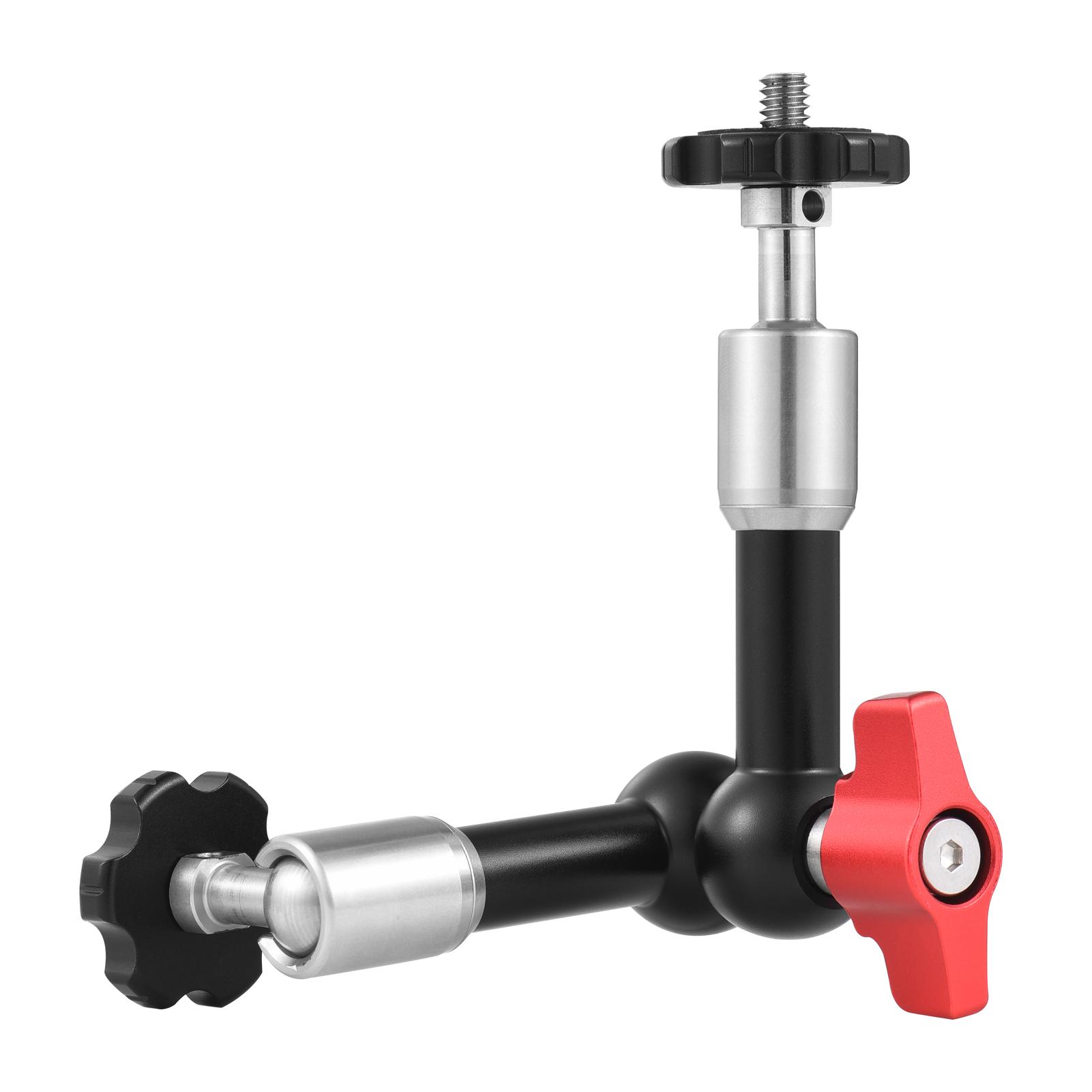 7 Inch Adjustable Articulating Friction Magic Arm Flexible Extension Bracket Aluminum Alloy with Dual 1/4 Inch Screw 360° Rotatable for Video Monitor LED Light Flash