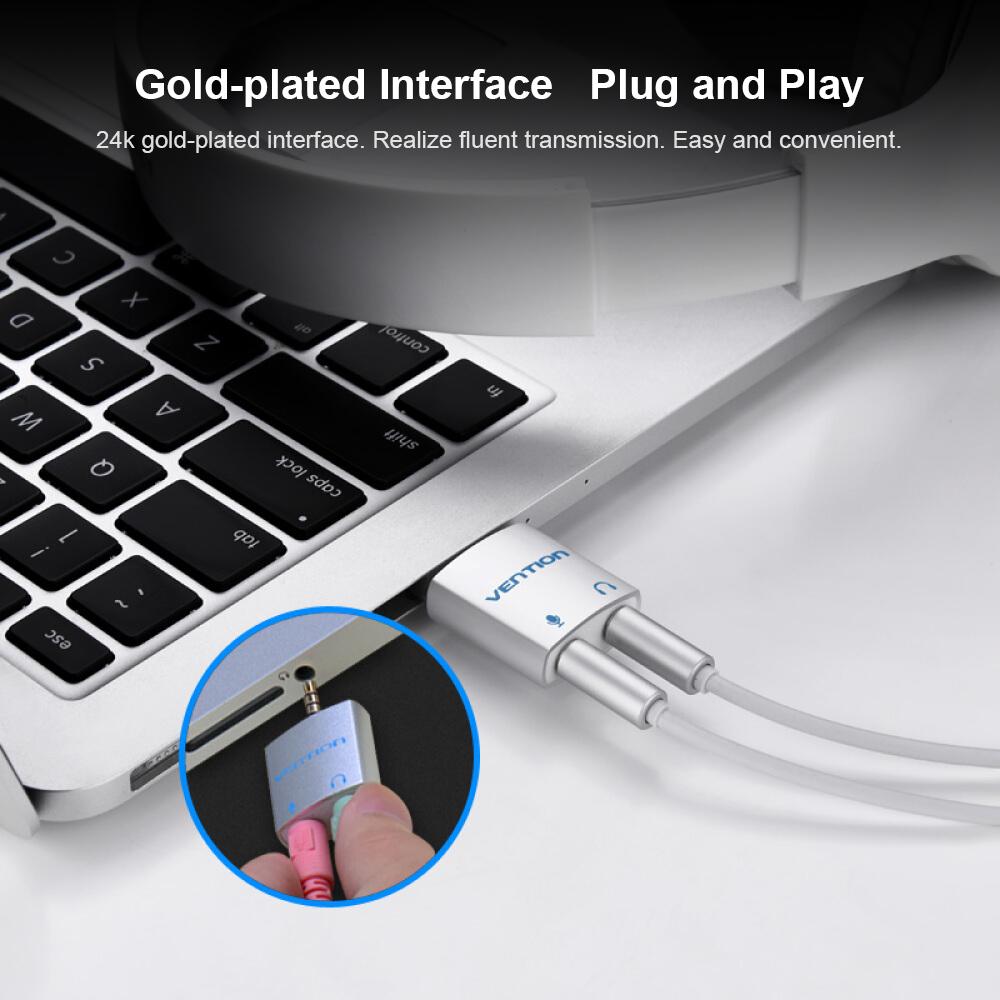 VENTION 3.5mm Audio Adapter Audio Splitter with Mic 1 Male to 2 Female Audio Adapter for Headphone PC Mobile Phone