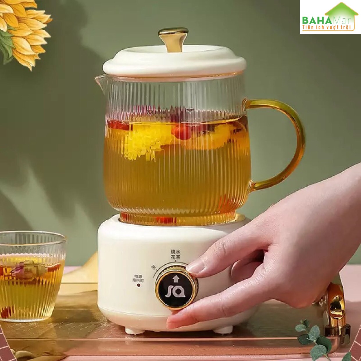 BỘ ẤM PHA TRÀ ĐIỆN CÁCH NHIỆT "BAHAMAR" dùng pha cafe, trà hoa, trà dưỡng nhan… rất nhanh gọn