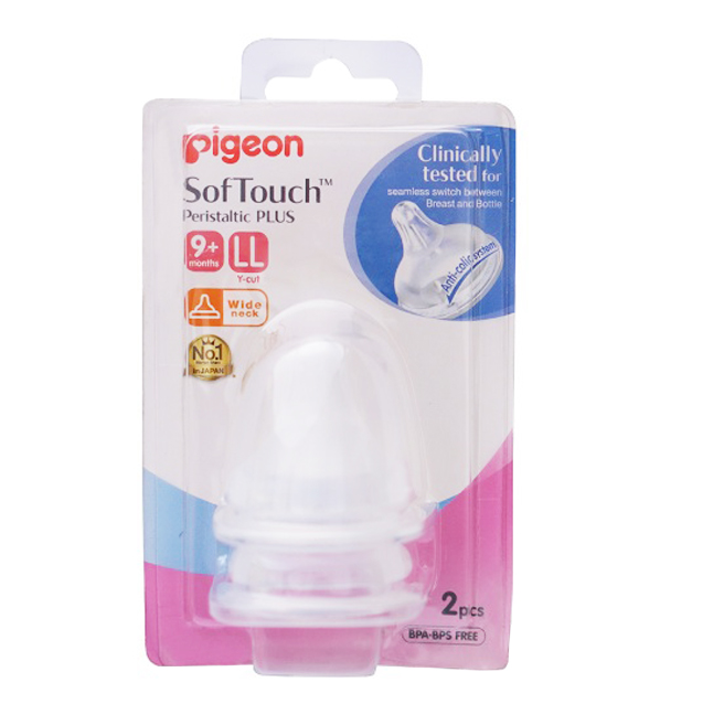 NÚM VÚ SILICONE SIÊU MỀM PLUS PIGEON 2 CÁI/VỈ